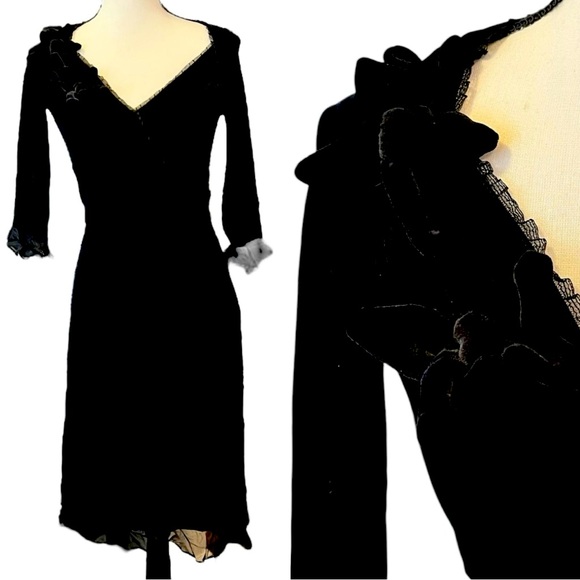 Betsey Johnson Dresses & Skirts - Vintage 90s Y2K Betsey Johnson Goth Witchy Vamp Velvet & Sheer Mesh Dress